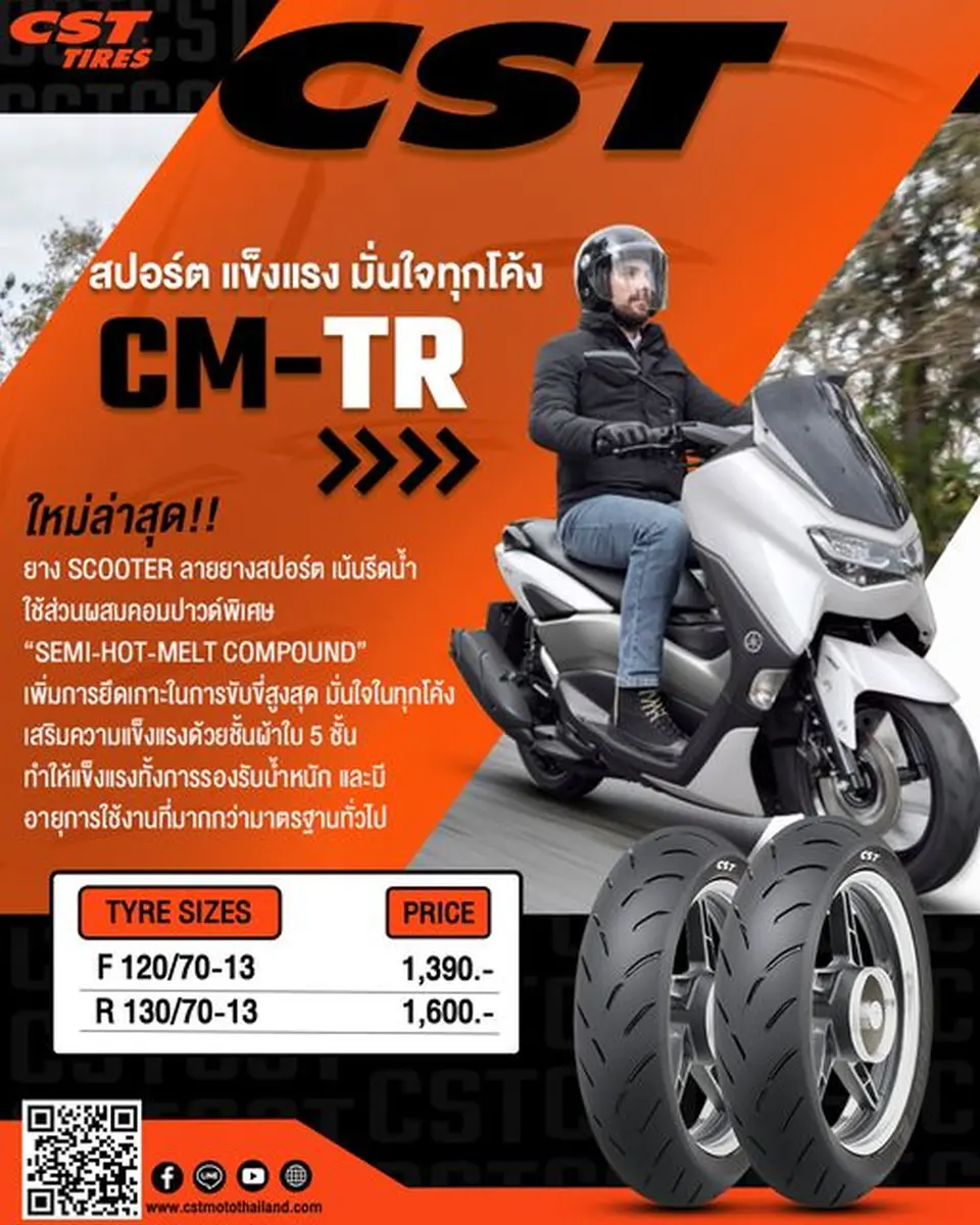 Read more about the article CM-TR :สปอร์ต แข็งแรง มั่นใจทุกโค้งสำหรับ SCOOTER 150-250 CC