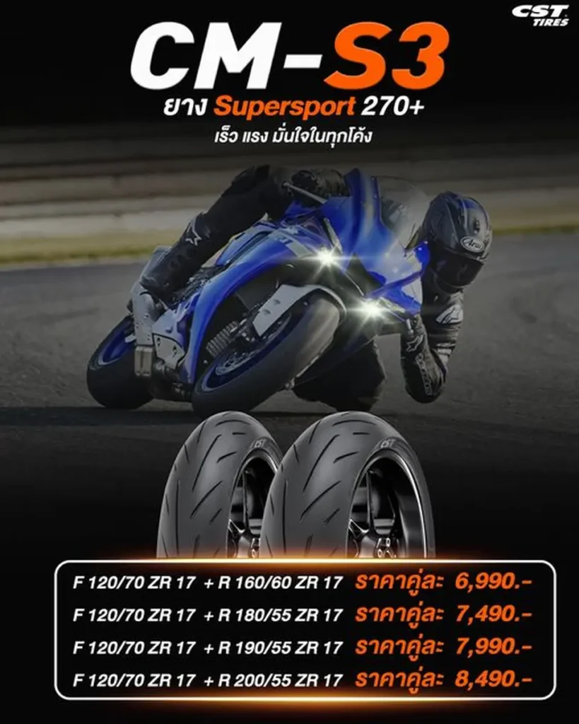 CM-S3 ยาง Supersport 270+ เร็ว แรง มั่นใจในทุกโค้ง